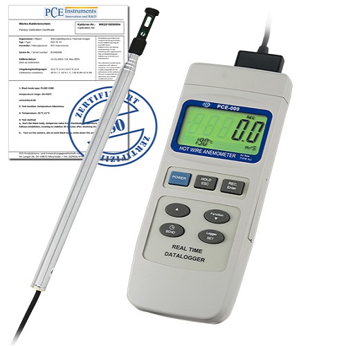 Thermo-Anemometer PCE-009-ICA incl. ISO Calibration Certificate