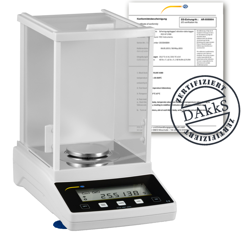 Analytical Balance PCE-ABT 220L-DAkkS incl. DAkkS Calibration Certificate