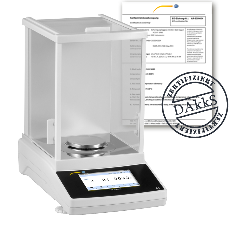 Analytical Balance PCE-ABT 220-DAkkS Incl. DAkkS Calibration Certificate