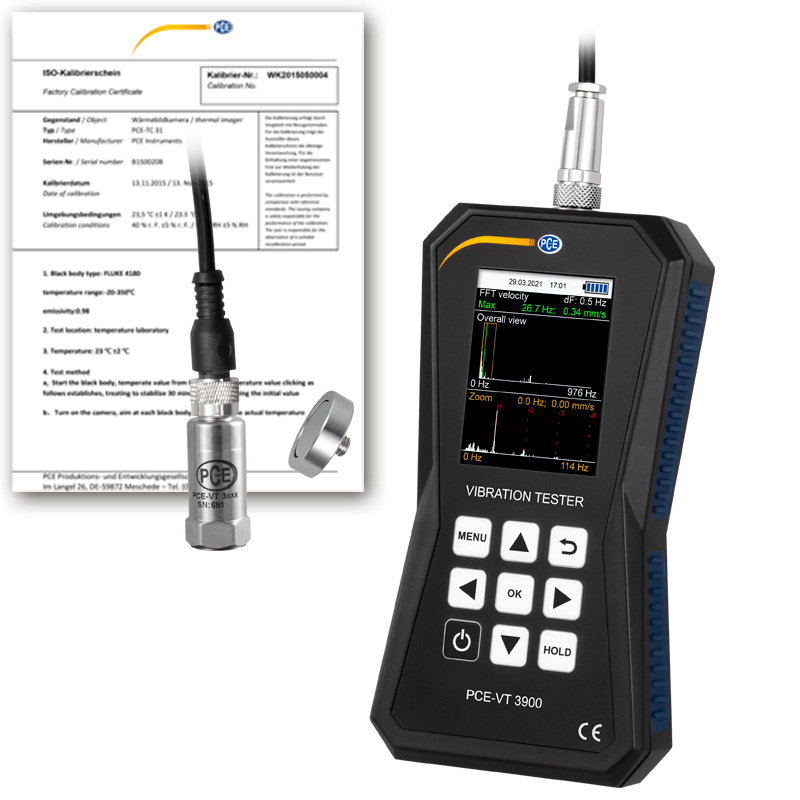 Vibration Meter PCE-VT 3800-ICA incl. ISO Calibration Certificate
