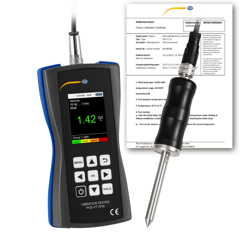Vibration Meter PCE-VT 3700S-ICA incl. ISO Calibration Certificate
