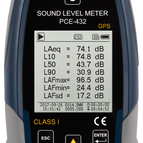 Sound/Noise Meter PCE-432 with GPS KIT