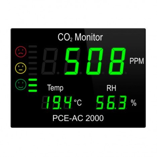 Air Quality Meter PCE-AC 2000 Incl. CO2, temperature and humidity display, bar graph
