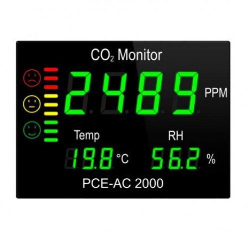 Air Quality Meter PCE-AC 2000 Incl. CO2, temperature and humidity display, bar graph