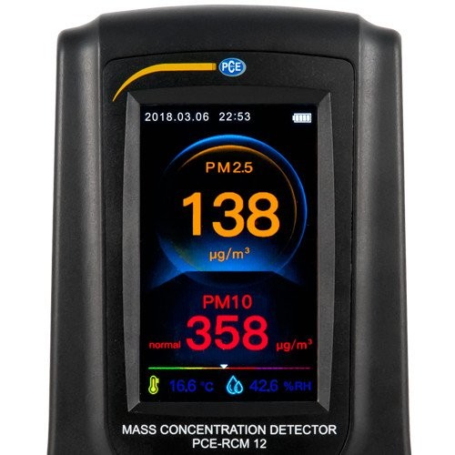 Air Quality Meter / Air Quality Monitor PCE-RCM 12 Determination of CO2, HCHO, fine dust (PM2.5 / PM10)
